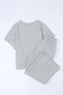 Textured Loose Fit T Shirt and Drawstring Pants Set